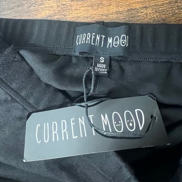 Dolls Kill Current Mood Black Spiked Leggings Faux Leather Side Panels Punk Goth - Picture 9 of 12